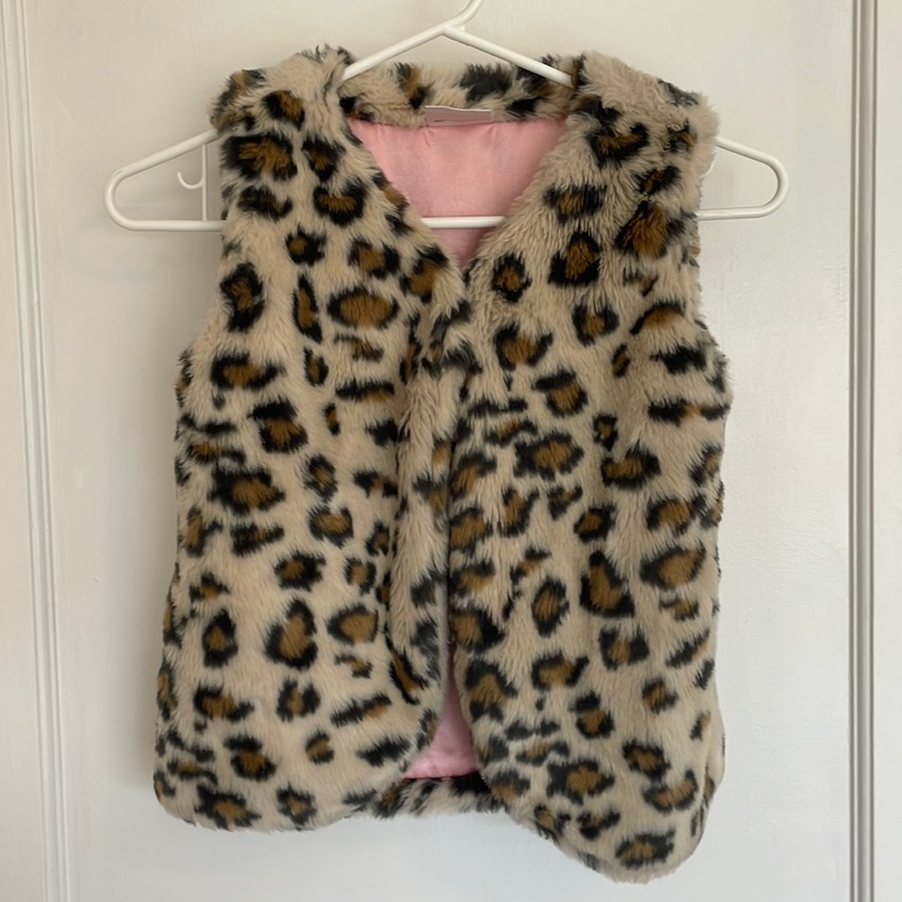 Hanna Andersson Faux Fur Leopard Print Vest